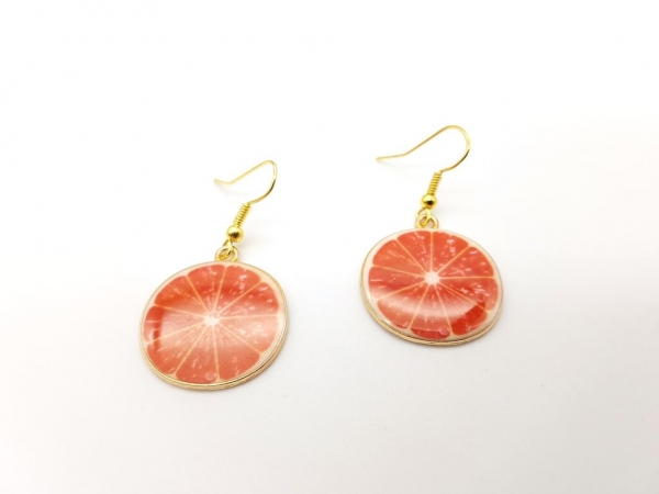 Blutorange Ohrringe goldfarben